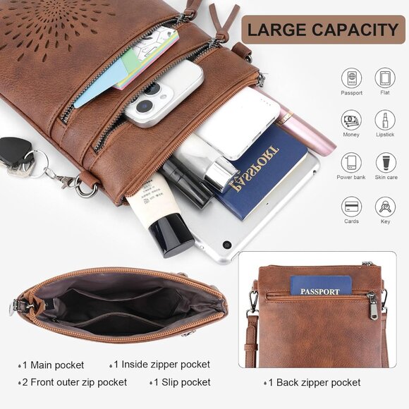 Vegan Leather Sunflower Crossbody Bag Women Adjustable Strap Lightweight - Picture 2 of 6